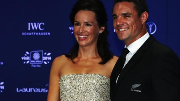 Dan Carter with wife Honor Dillon attends the Laureus World Sports Awards in Kuala Lumpur.