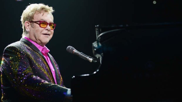 Elton John makes a stand against gay laws in Russia at his concert over the weekend.
