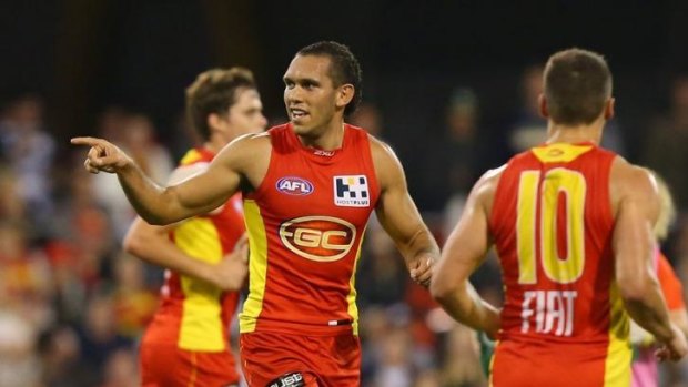 One in the bag: Harley Bennell gets one of his six goals.