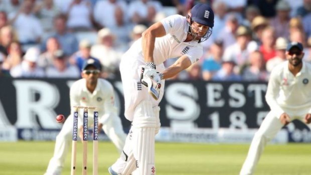 Unlucky dismissal: Alastair Cook is bowled off his legs in the first innings.