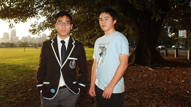 Discrimination: Sydney Boys High students Nelson Tang and Howard Gu are among those against changing the intake rules.