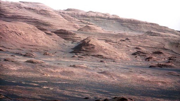 The base of Mars's Mount Sharp -  the rover's destination.
