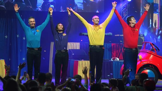 Romp-Bomp-A-Chomp! &#8230; the original Wiggles bow out at the Entertainment Centre on Sunday afternoon before their reinvention with three new members.