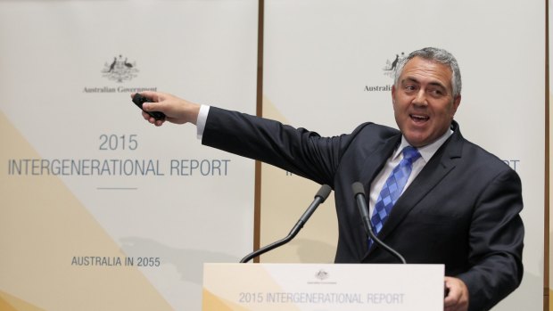 Treasurer Joe Hockey presents the 2015 Intergenerational Report.