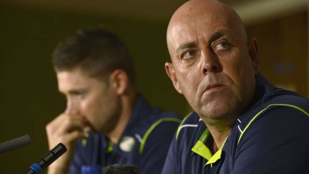 All change: Australia's new cricket coach Darren Lehmann and Michael Clarke.