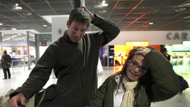 Terra firma ... Brendan Clowry and his wife, who does not wish to be named, arrive in Frankfurt.