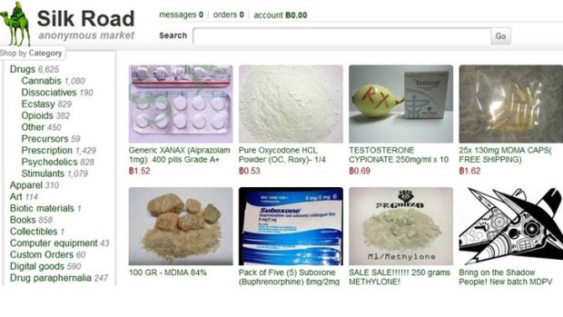 A screenshot from the Silk Road drug trading website.