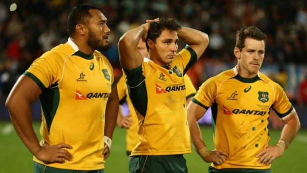 Tough tour: Sekope Kepu, Nick Phipps and Bernard Foley come to terms with the Wallabies' loss to Argentina.