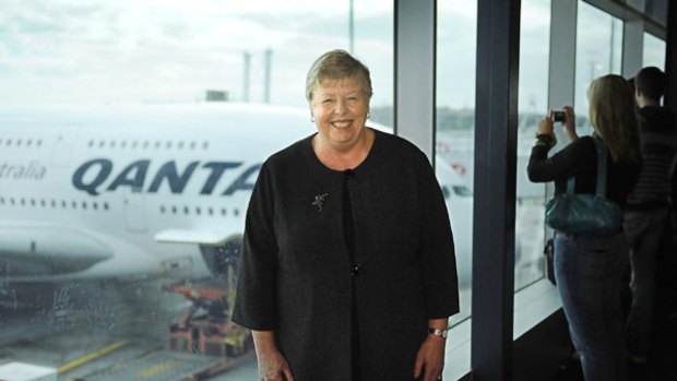 Chief Commissioner Christine Nixon about to board Qantas' new super jumbo for flight to Los Angeles in October.