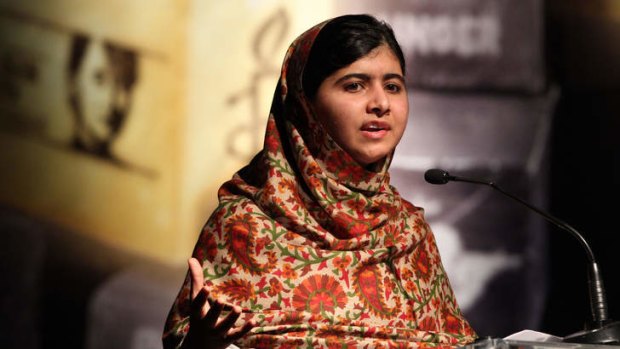 Emblem: Malala Yousafzai before receiving the Amnesty International Ambassador of Conscience Award earlier this year.