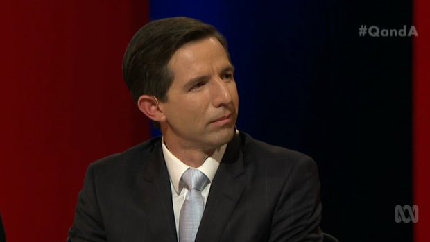 Education minister Simon Birmingham was interrupted by student protesters.