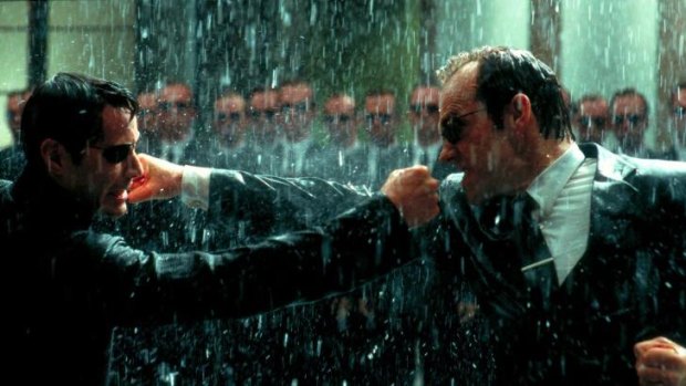 Action thriller: Keanu Reeves (left) and Hugo Weaving in <i>The Matrix Revolutions</i>.