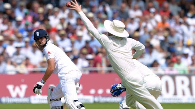 Ashton Agar strikes: Alastair Cook  is caught by Michael Clarke.