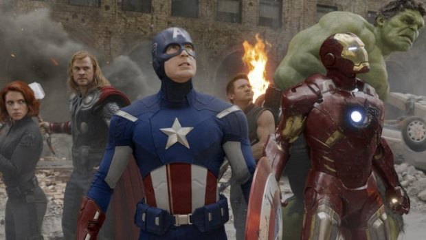 <i>Age of Ultron</i>: Scarlett Johansson (Black Widow), Chris Hemsworth (Thor), Chris Evans (Captain America), Jeremy Renner (Hawkeye), Robert Downey Jr (Tony Stark) and Mark Ruffalo (The Hulk).