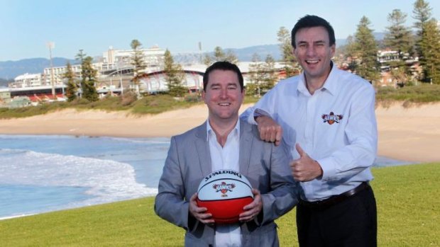 Optimistic: New Wollongong Hawks owner James Spenceley with chairman Peter Bahlmann.