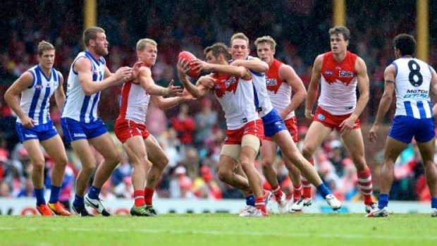 Congestion around the ball has been a talking point for the AFL.