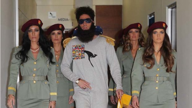 Actor Sacha Baron Cohen arrives as "The Dictator" at Sydney International Airport
