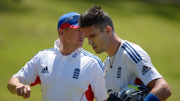 Under pressure: England's Kevin Pietersen and coach Andy Flower.
