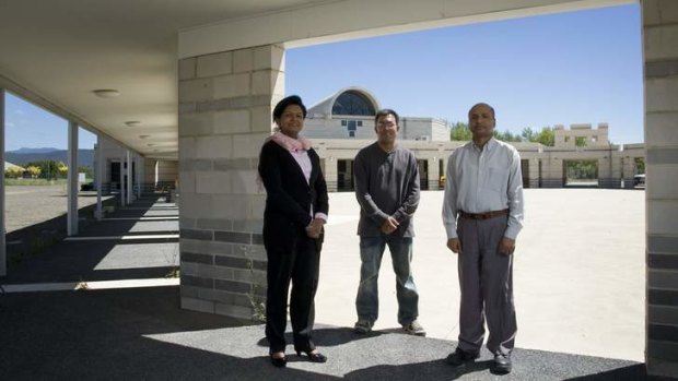 Canberra Islamic Centre president Azra Khan, project designer and planner Shamsul Huda and treasurer Ali Akbar are pleased the centre is finally proceeding with stage two of their works, including a new mosque and more library space.