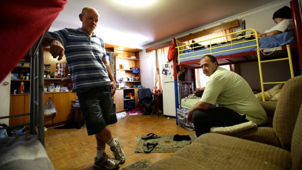 Tenants Mark Towler (left) and Geoff Packer in their "unsafe" Glen Iris rooming facility.