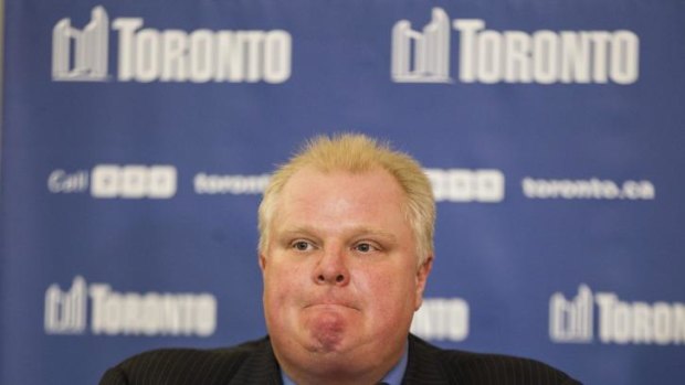 Toronto Mayor Rob Ford attends a news conference at City Hall in Toronto.