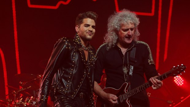 Can he replace Freddie Mercury?: Adam Lambert and Brian May perform on stage in Perth.