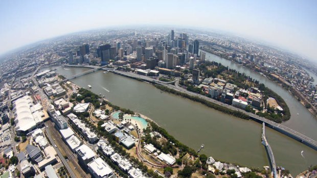 An aerial view of Brisbane.