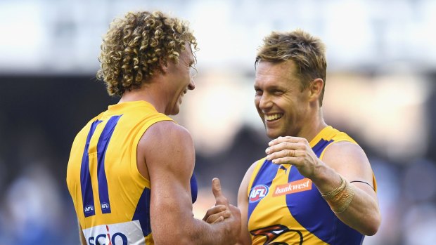 Switch hit: Matt Priddis and ex-Hawk Sam Mitchell are a formidable midfield pairing for the Eagles.