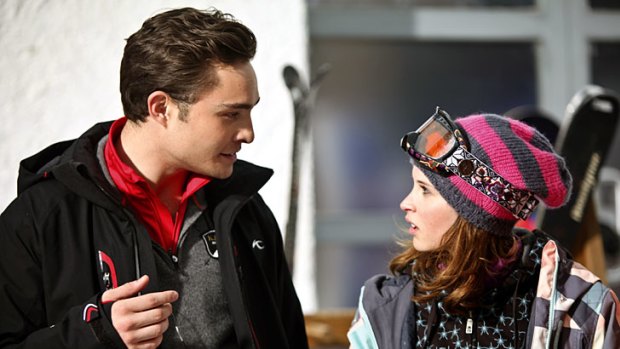 Ice to see you &#8230; Ed Westwick and Felicity Jones on the slopes.