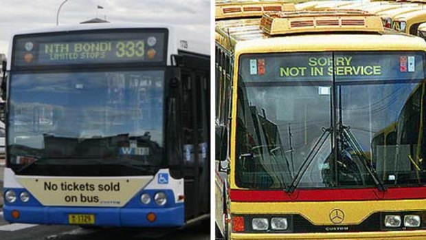 Spot the difference ...  commuters will find it hard to tell a government bus, left, from a  private one if they are all painted sky blue.