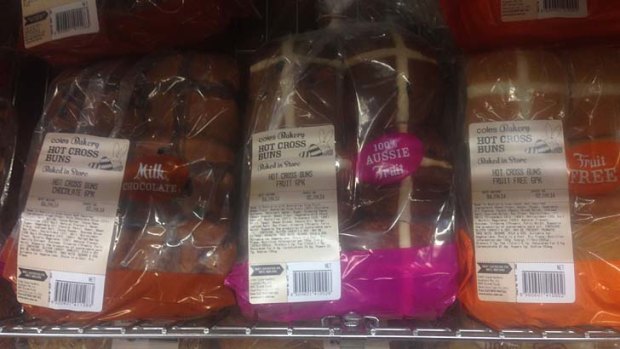 Hot cross buns have already hit the shelves of Coles and Woolworths stores in Brisbane.