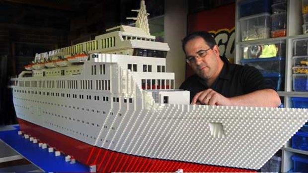 Ryan McNaught with his three-metre-long model of the Love Boat, from the 1970s TV series, which he plans to take to the World Lego Fair in Chicago mid-year.