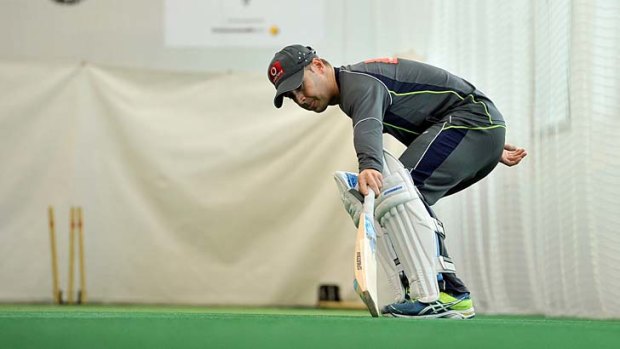 Michael Clarke has a fitness test in the nets.