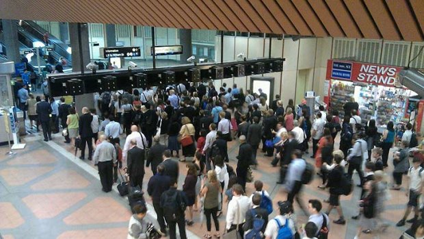 Commuters faced long queues just trying to get through the barriers at Flagstaff station.