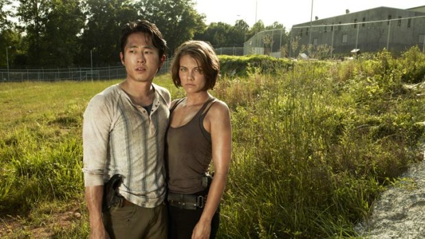Walking Dead's Glenn (Steven Yeun) and Maggie (Lauren Cohan).