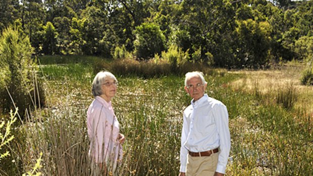 Joyce and Simon Welsh on the heritage bushland formerly owned by Sir Russell Grimwade.