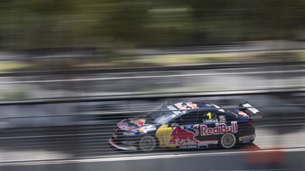Blurred vision: Jamie Whincup during practice on Friday.