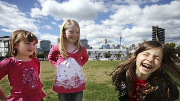 Switched on ... Lola Spence, 7, Sinead Leahy, 8, and Sofia Sabados, 7, all use technology to have fun.