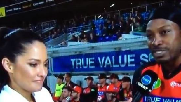 Ten Network reporter Mel McLaughlin during the uncomfortable exchange with Chris Gayle.