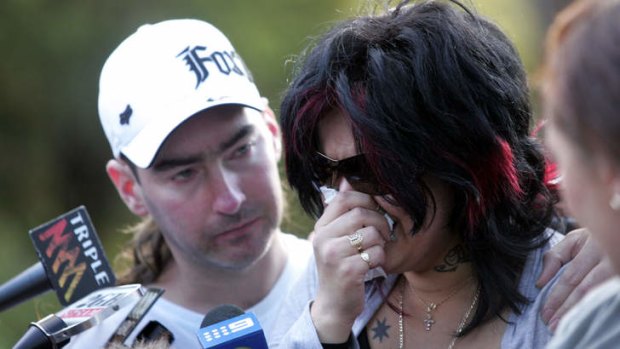 Guilty of murder ...  Kristi Anne  Abrahams, with Robert Smith, speaks to the media when Kiesha went missing in 2010.