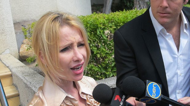 Hajnal Black speaking to reporters after an appearance at the Beenleigh Magistrates Court.