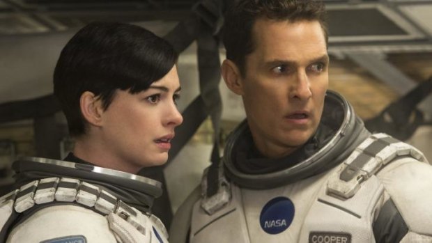 Anne Hathaway and Matthew McConaughey in box office hit <i>Interstellar</i>.