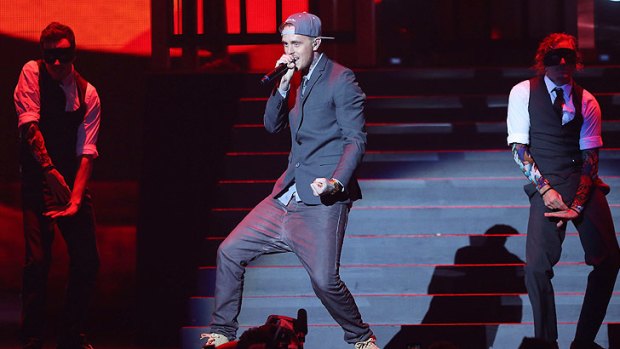 Rapper 360, who won the breakthrough artist award, performs at the ARIAs last night.