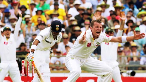 Convincing ... Australian fast bowler Peter Siddle took three wickets on day one of the third Test.