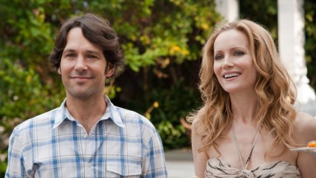 The real Paul Rudd with Leslie Mann in a scene from the film <i>This is 40</i>.