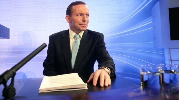 Opposition Leader Tony Abbott at the National Press Club in Canberra, where he spoke at length about repealing the carbon tax if he's elected PM.