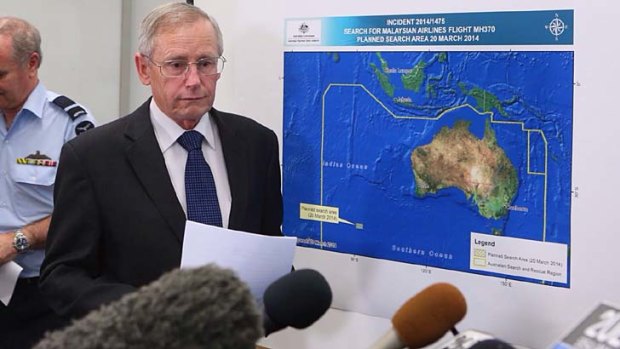 Australian Maritime Safety Authority's John Young addresses the media on the latest in the search for a press missing Malaysia Airlines flight MH370.