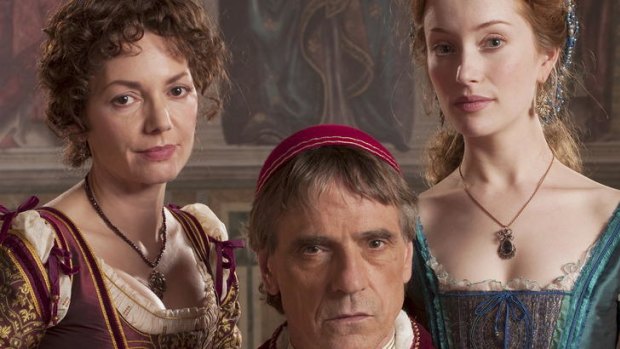 Joanne Whalley, Jeremy Irons and Lotte Verbeek in Neil Jordan's <i>The Borgias</i>.