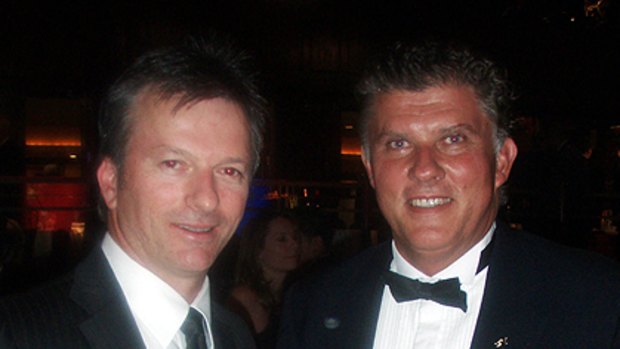 Glory days ... Firepower chairman Tim Johnston with former captain of the Australian cricket team Steve Waugh in 2007.