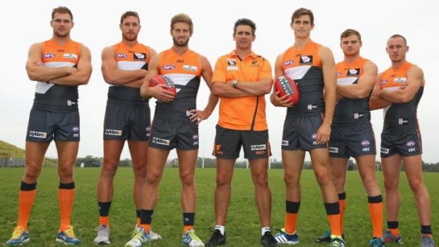 Whipping boys no longer: Leon Cameron, centre, with his Giants leadership group.